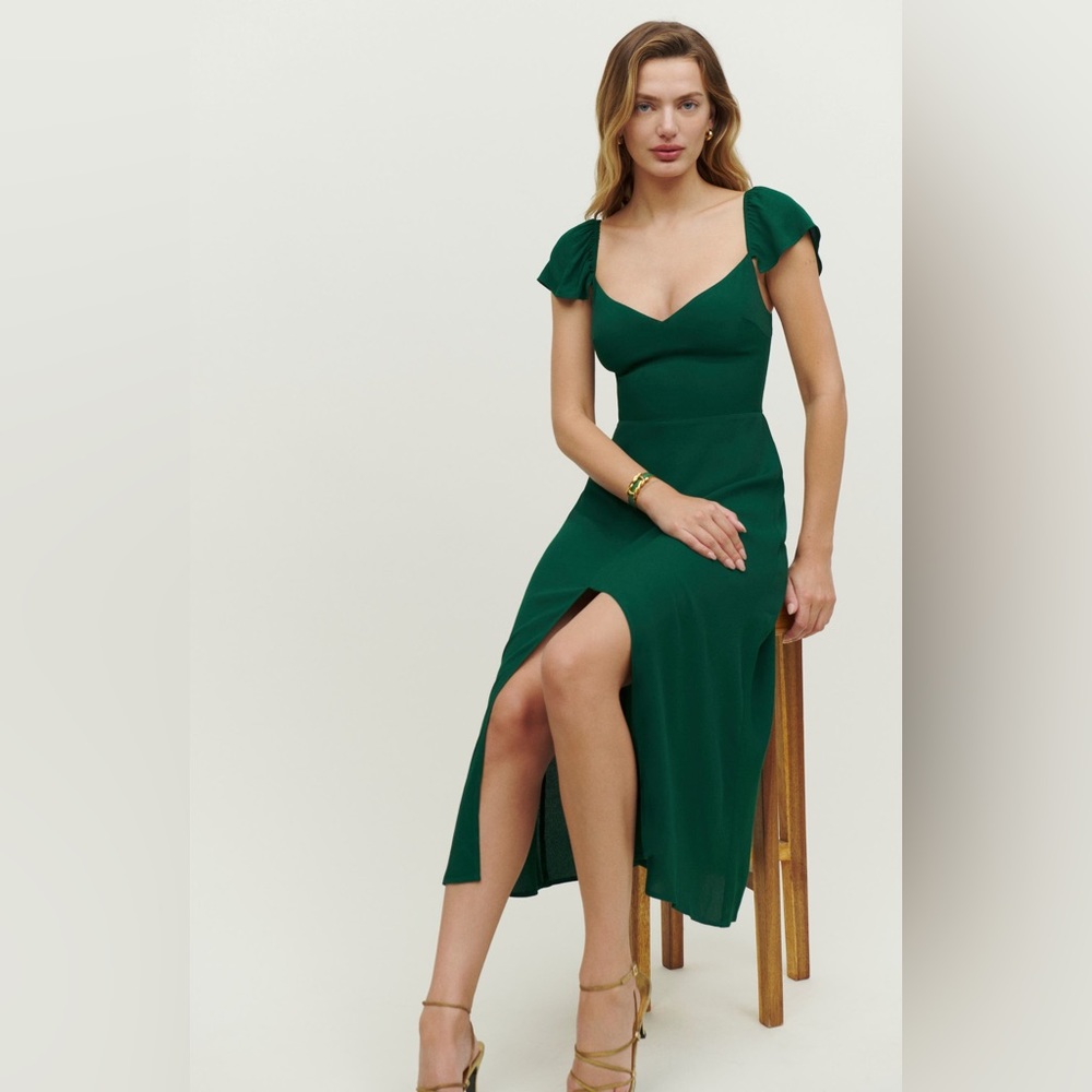 Reformation Baxley Green Midi dress - worn once